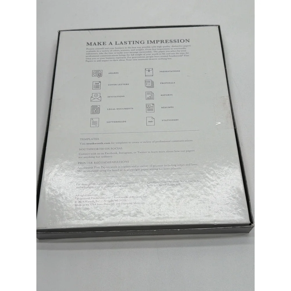 Southworth‎ Resume Paper Ivory 100% Cotton 32 lb Wove Finish 75 Sheets 8.5x11